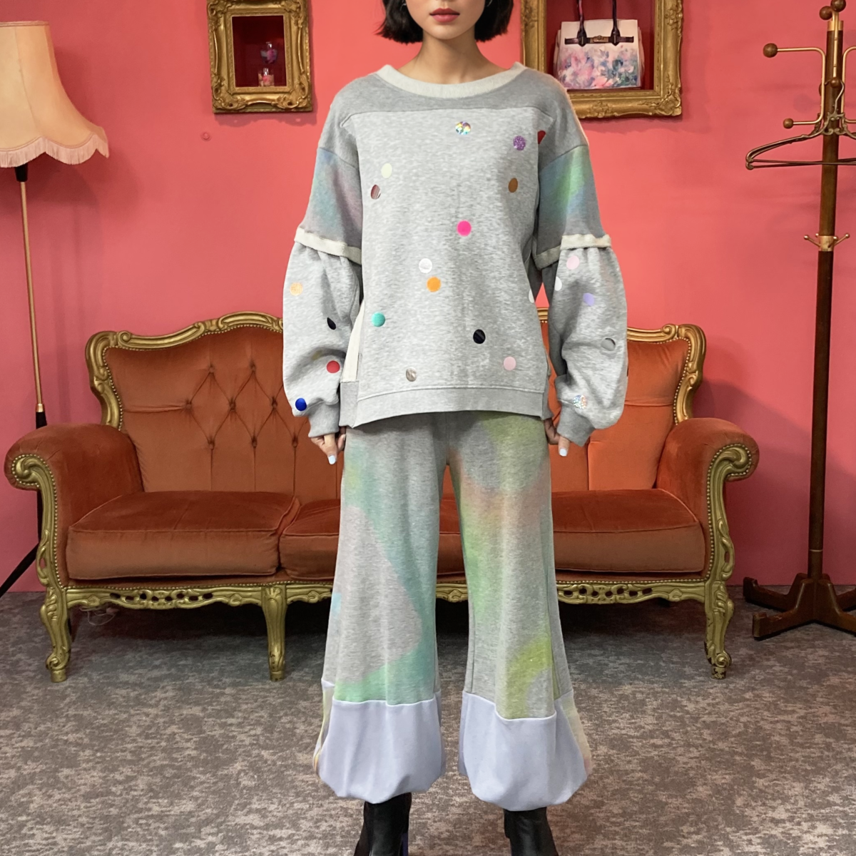 【ETSUKO KAMIYAMA× HAND PAINTED】ドッドスウェット