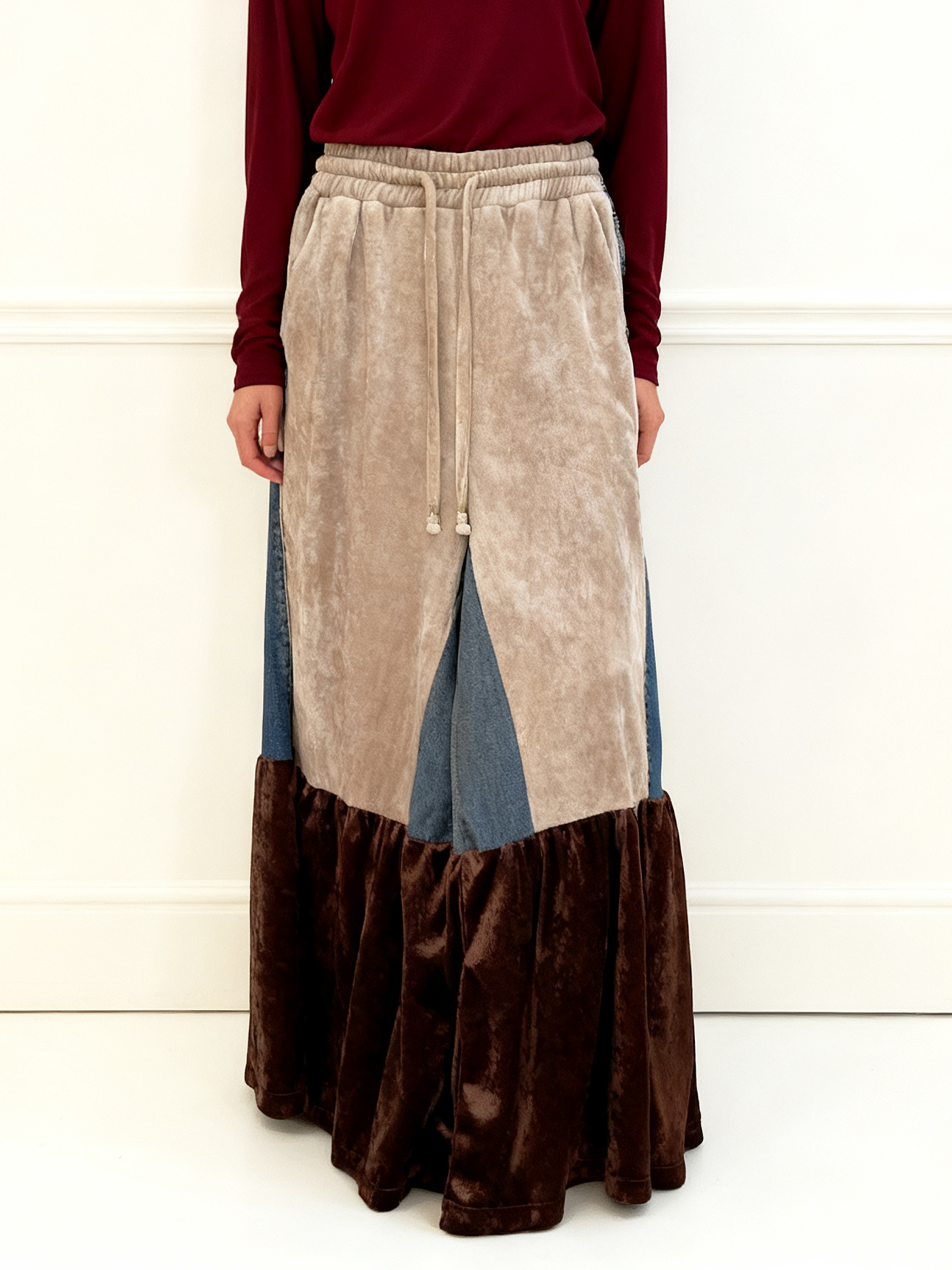 【Hommage】異素材パネル・フレアパンツ